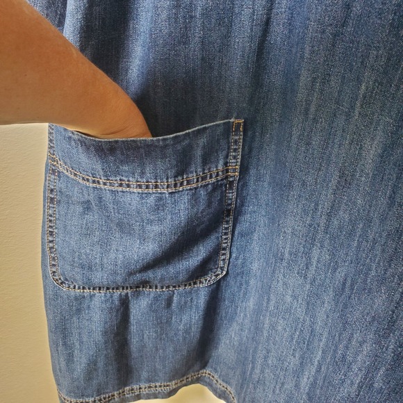 Old Navy Denim Popover Shirt Dress Womens Blue Jean Jumper Shift Size XXL - Picture 9 of 13
